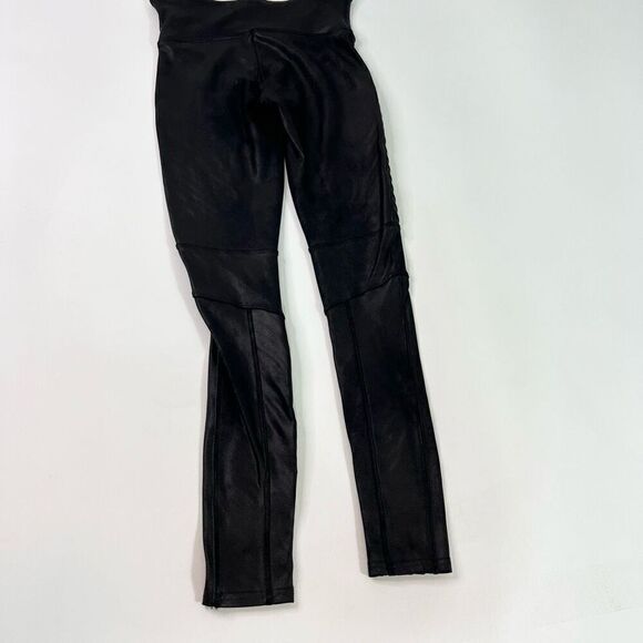 Spanx Leggings Womens Small Very Black Edgy Nylon Blend Faux Leather Moto Leggin - Picture 9 of 12